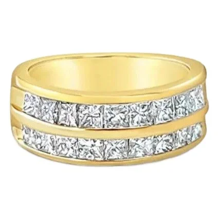 Double Row Princess Diamond Wedding Band 1.30cttw, Size 5.75