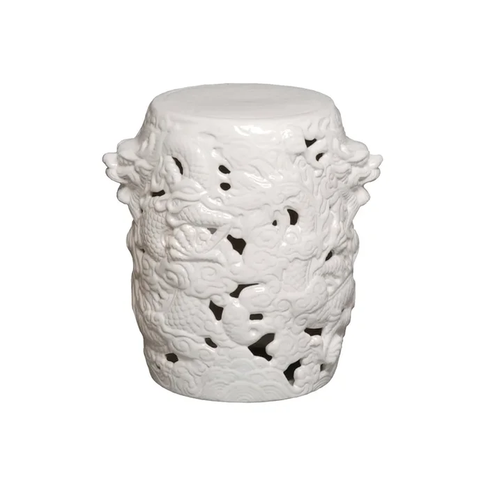 Dragon Stool, White 12×15″