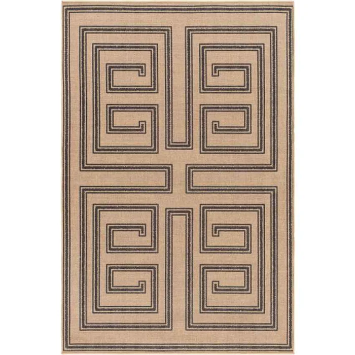 Drayton Global Tan/Charcoal Washable Area Rug