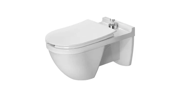 Duravit Starck 3 1.28 GPF Wall Mounted One Piece Elongated Toilet with Top Spud – Less Seat and Flushometer