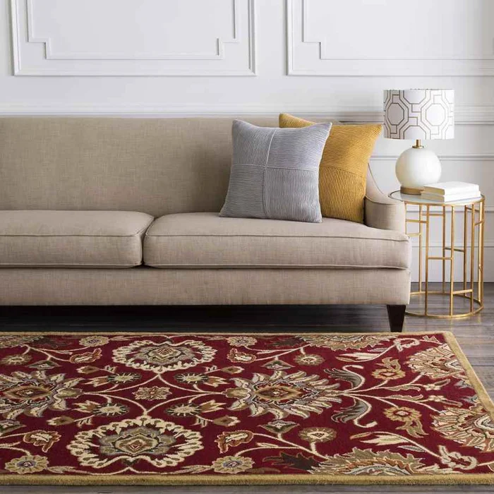 Eckville Traditional Burgundy Area Rug