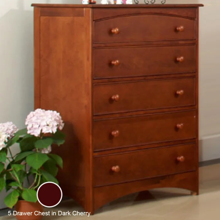 Eden Baby Seattle 5 Drawer Chest in Dark Cherry