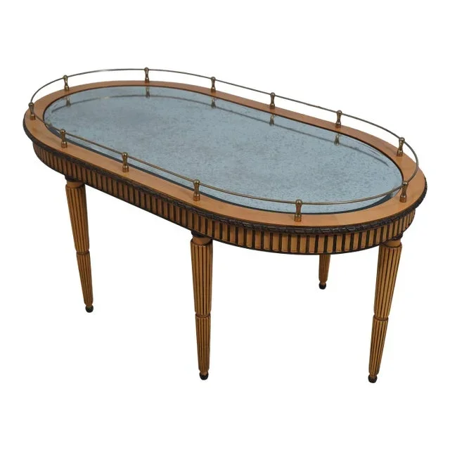 Ej Victor Neoclassical Satinwood Mirror Top Coffee Table