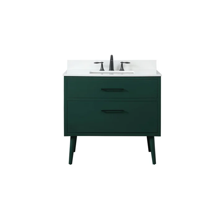 Elegant Decor 36 inch bathroom vanity in Green with backsplash