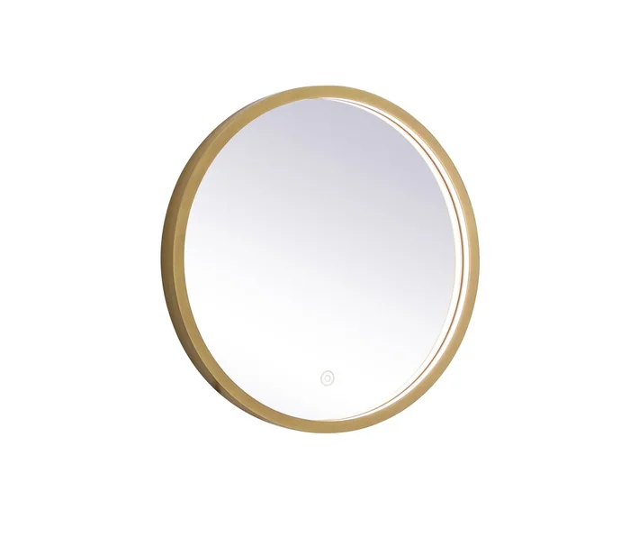 Elegant Furniture & Lighting – Pier 18 inch LED mirror with adjustable color temperature 3000K/4200K/6400K in brass – MRE6018BR