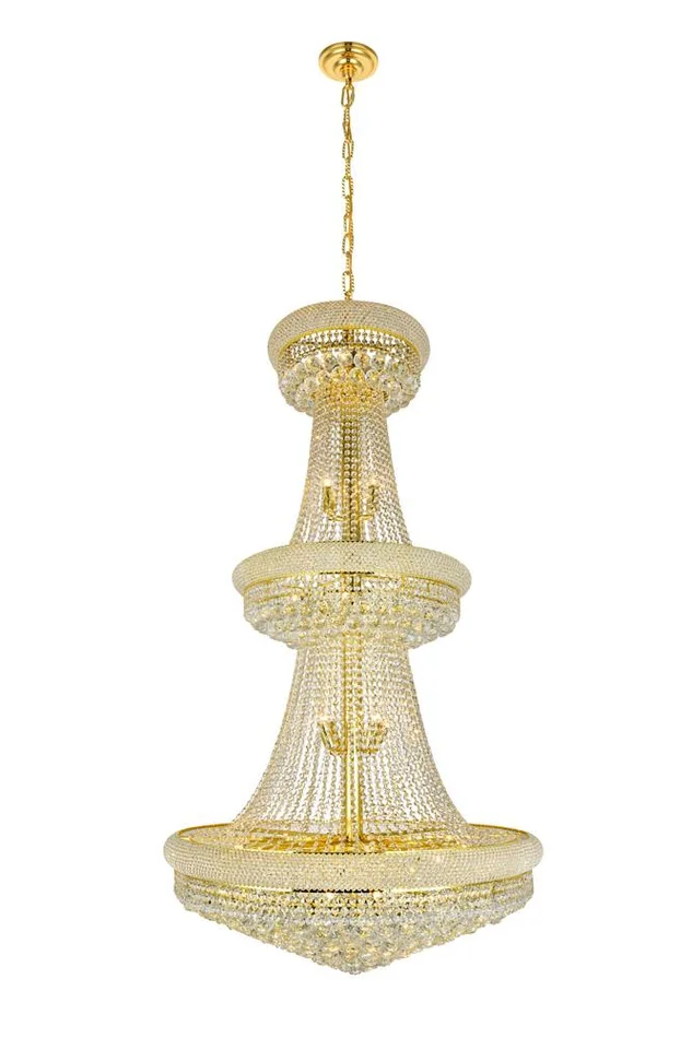 Elegant Furniture & Lighting – Primo 32 light Gold Chandelier Clear Royal Cut Crystal – V1800G36G/RC