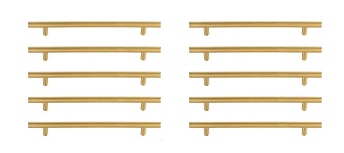 Elegant Furniture & Lighting – Quinn 7-9/16in Center to Center Brass Bar Pull Multipack (set of 10) – PL400-7-BR-10PK