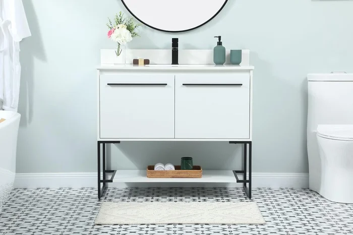 Elegant Furniture & Lighting – Sloane 40 inch Single bathroom vanity in white with backsplash – VF42540MWH-BS