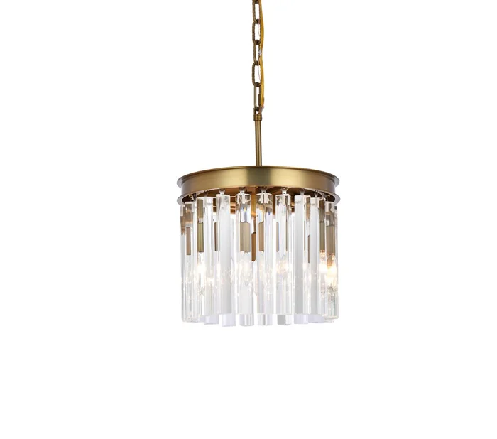 Elegant Furniture & Lighting – Sydney 12 inch round crystal pendant in satin gold – 1208D12SG/RC