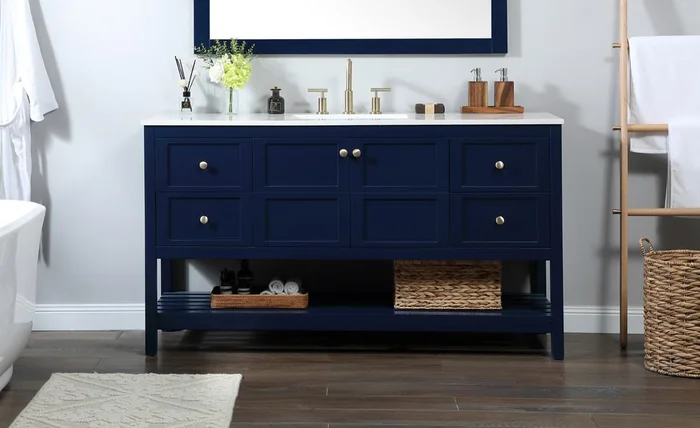 Elegant Furniture & Lighting – Theo 60 inch Single bathroom vanity in blue – VF16460BL