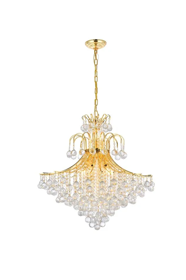 Elegant Furniture & Lighting – Toureg 15 light Gold Chandelier Clear Royal Cut Crystal – V8005G31G/RC