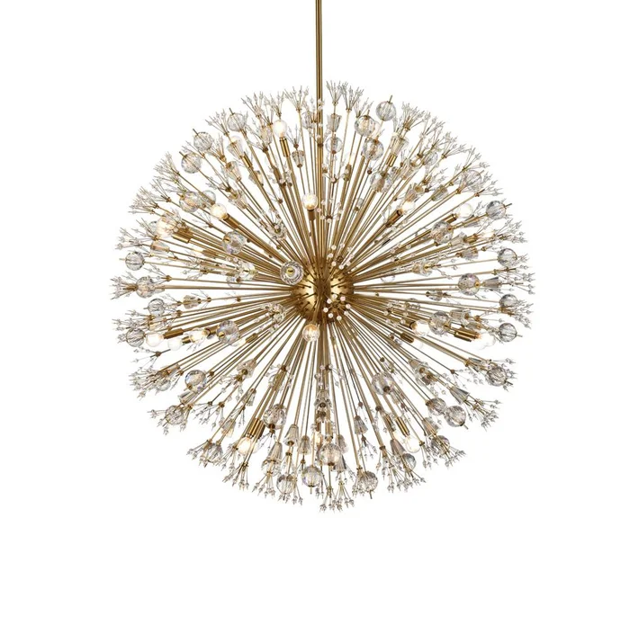 Elegant Furniture & Lighting – Vera 50 inch crystal starburst round pendant in gold – 2500D50SG