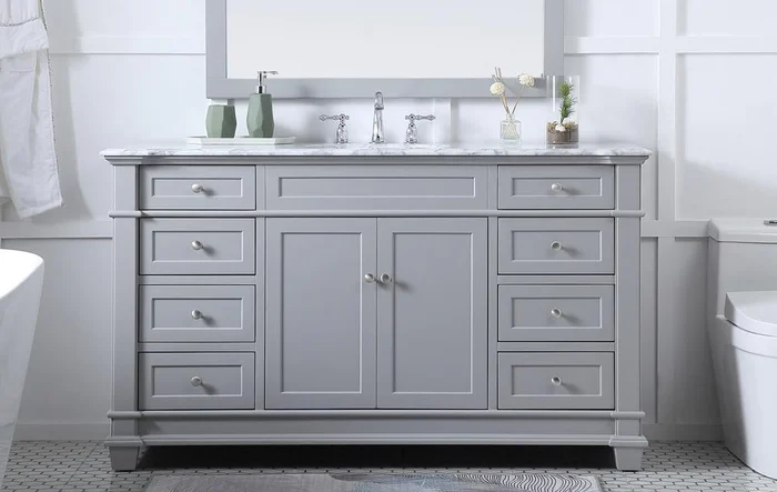 Elegant Furniture & Lighting – Wesley 60 inch Single Bathroom Vanity set in Grey – VF50060GR