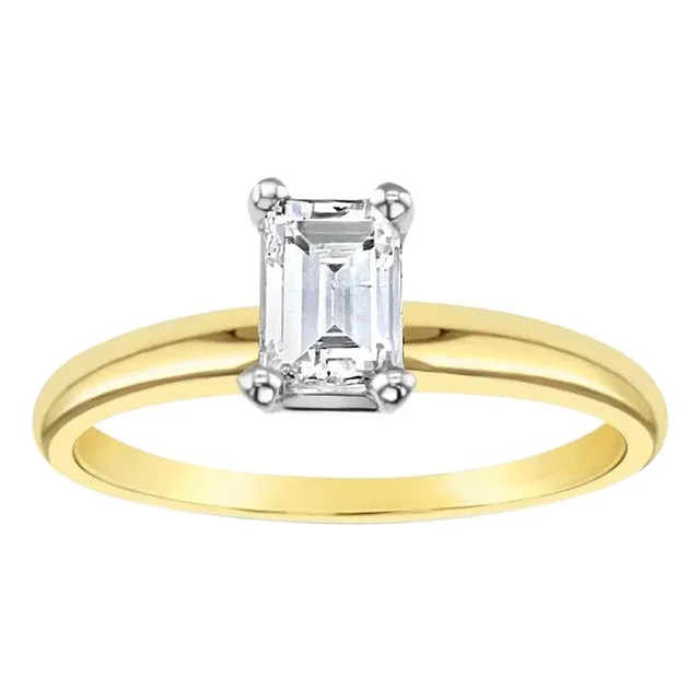Emerald Cut Diamond Solitaire Engagement Ring, Size 6