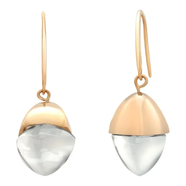 Emporio Armani Vintage 18k Gold and Crystal Pendant Hoop 1.64 Inch Long Earrings, Set of 2