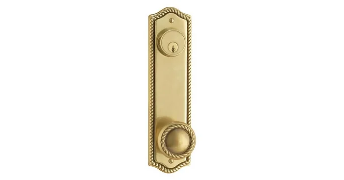 Emtek 9-1/2″ Height Rope Sideplate Designer Brass Dummy Keyed Set