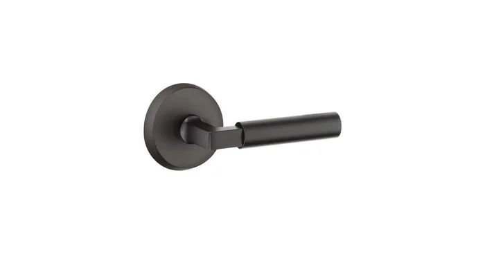 Emtek Bryce Passage Door Lever Set from the Rustic Sandcast Bronze Collection
