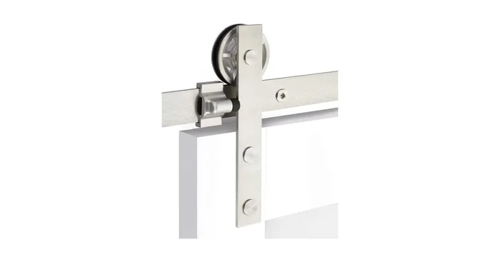 Emtek Modern Rectangular 156 Inch Face Mount Barn Door Hardware Set – Includes Track, Hangers, and Matching Hardware