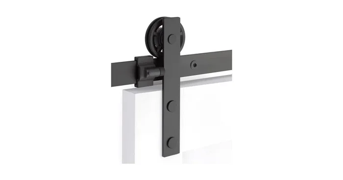 Emtek Modern Rectangular 60 Inch Face Mount Barn Door Hardware Set – Includes Track, Hangers, and Matching Hardware