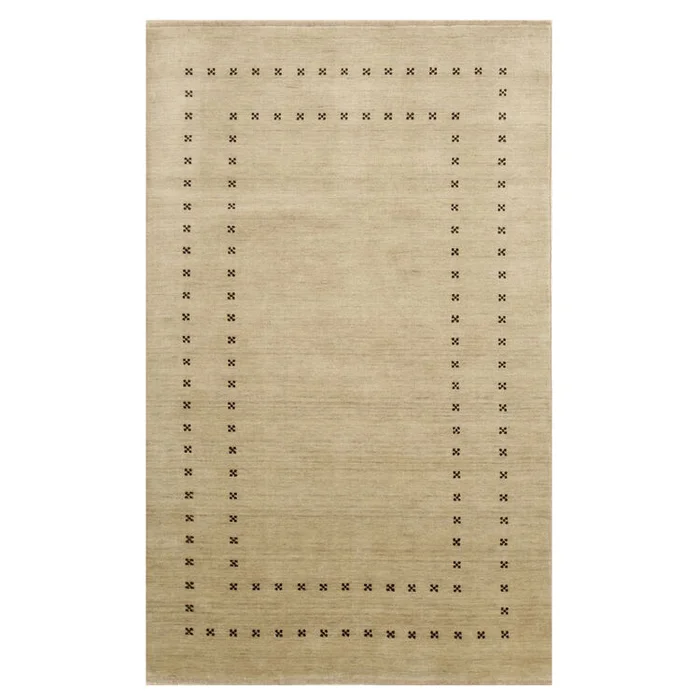 EORC Beige Handmade Wool Transitional Lori Baft Rug, 6′ x 9′