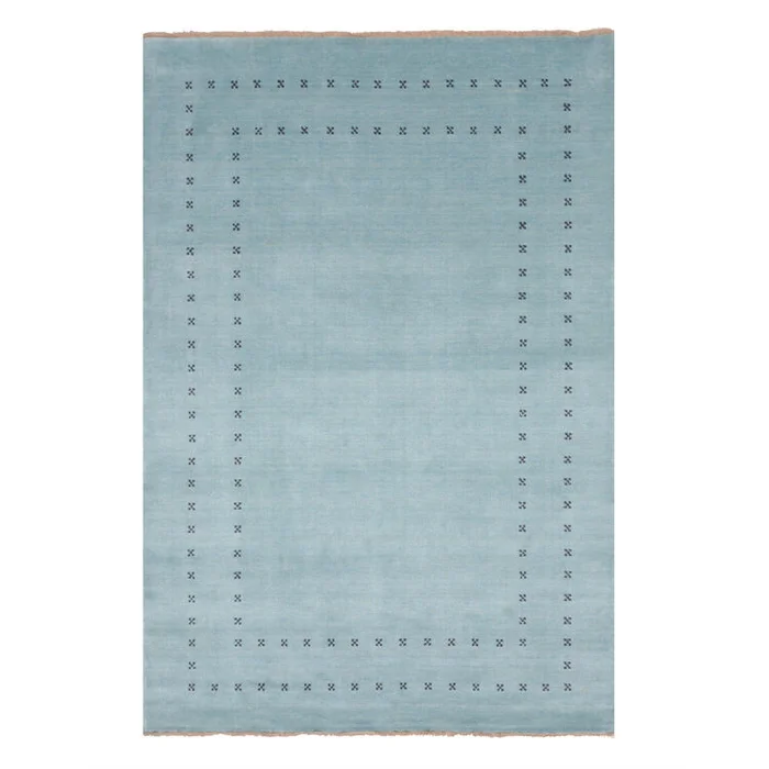 EORC Blue Handmade Wool Transitional Lori Baft Rug, 10′ x 14′