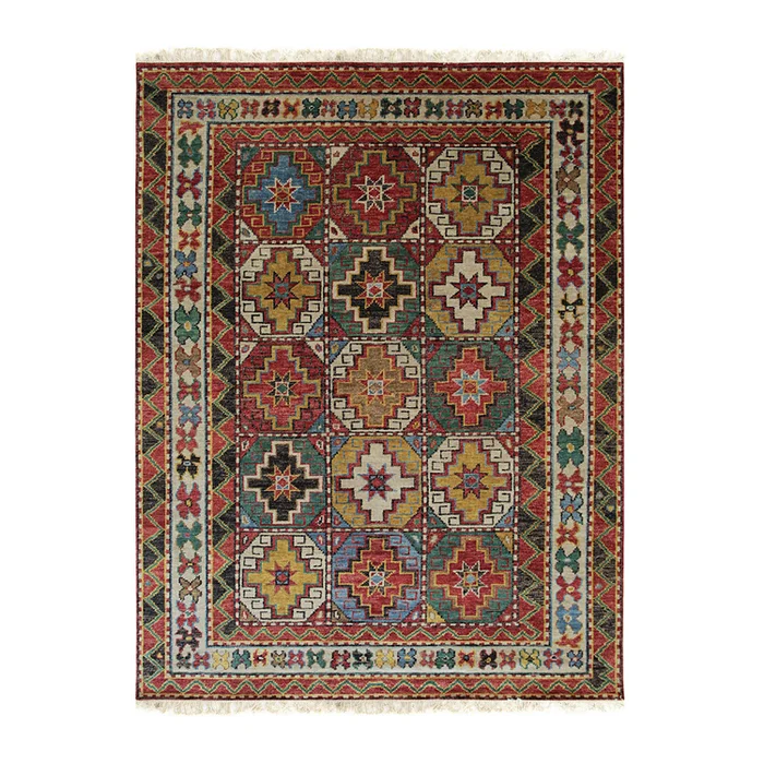 EORC Brown Hand Knotted Wool Traditional Traditional Knot Rug, 7’6 x 9’6