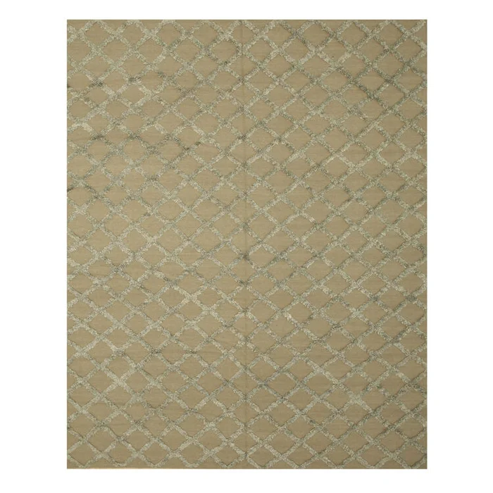 EORC Camel Handwoven Wool & Viscose Transitional Marrakesh Trellis Rug, 6′ x 9′
