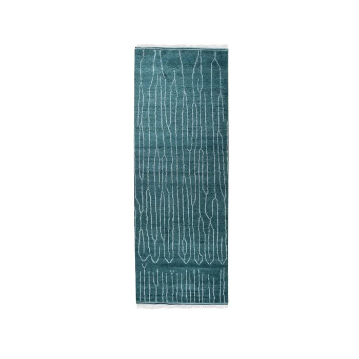 EORC DO02GN4X12 Hand Knotted Wool Modern Flat Weave Rug, 4′ x 12′, Green Area Rug