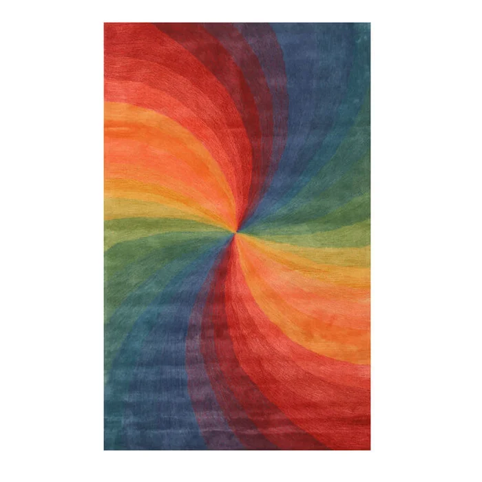 EORC Lollipop Hand-Tufted Wool Contemporary Swirl Rug, 5′ x 8′