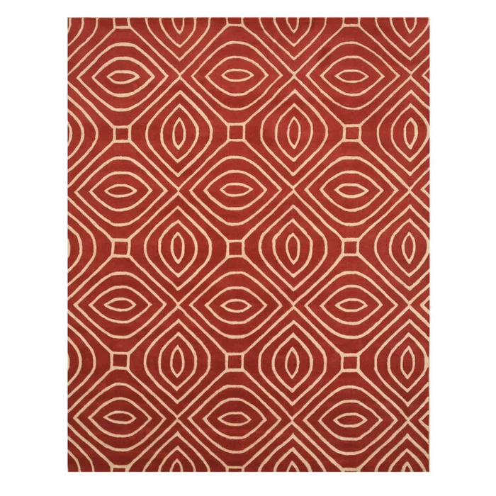 EORC Red Hand-Tufted Wool Contemporary Marla Rug, 6′ Round
