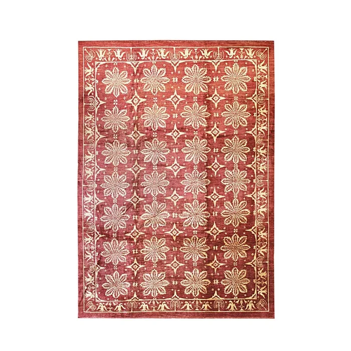EORC Red Handmade Afghan Wool Transitional Turkish Knot Rug, 9’2 x 11’11