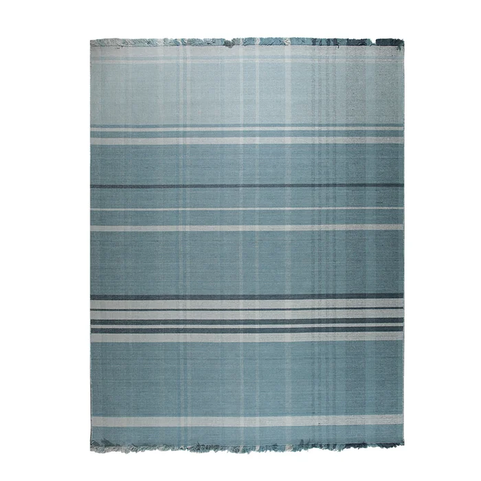 EORC RR01BL10X14 Hand-Knotted Wool Flat Weave Rug, 10′ x 14′, Blue Area Rug