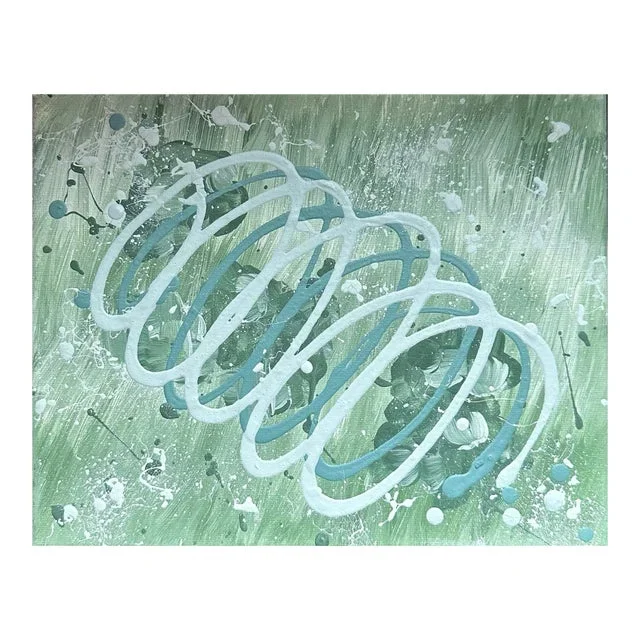 Erin Simon Original “Imperfections” “Greens on Green” Abstract Painting on Canvas