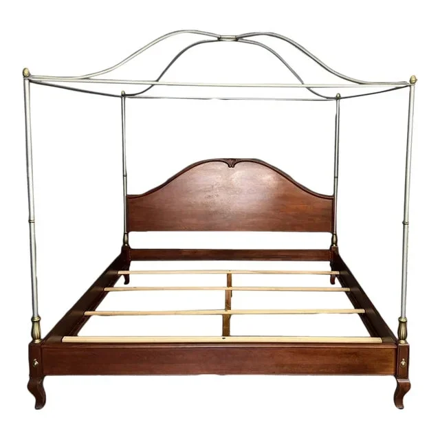 Ethan Allen King Size Bed Frame With Optional Metal Canopy