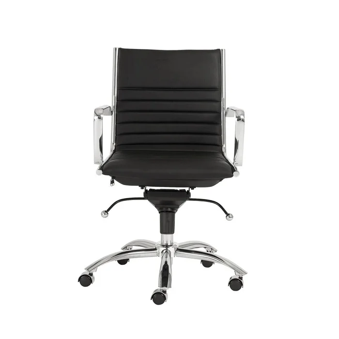 Euro Style – Dirk Faux Leather Low Back Office Chair, White/Chrome – 00674WHT