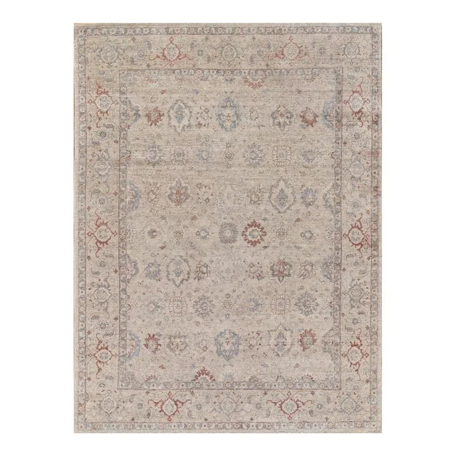 Exquisite Rugs Harper Hand-Knotted New Zealand Wool Beige/Blue Rug-9’X12′