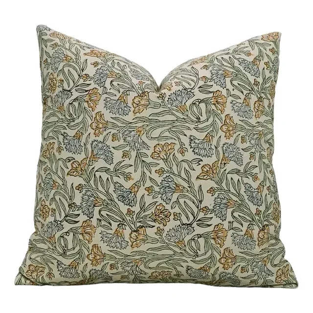 Fabdivine Indian Block Print Cushion Cover 22×22 Inch Cotton Satin-Throny Stems