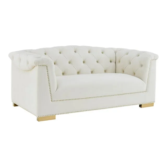 Farah Cream Velvet Loveseat