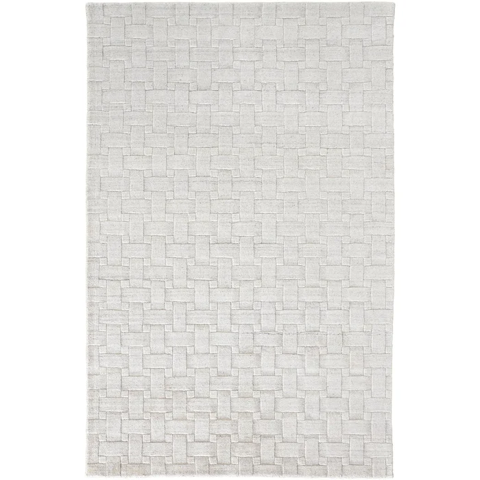 Feizy Redford 8669F Transitional Solid in White/Silver