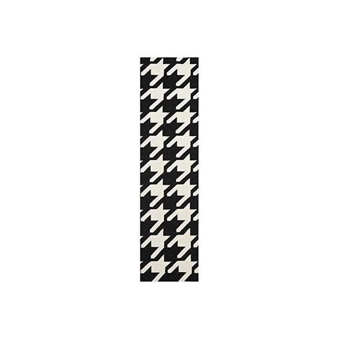 Flat Weave Dhurrie Rug Black Ivory Contemporary Accent Wool Pile 4’L x 2’6”W – Safavieh