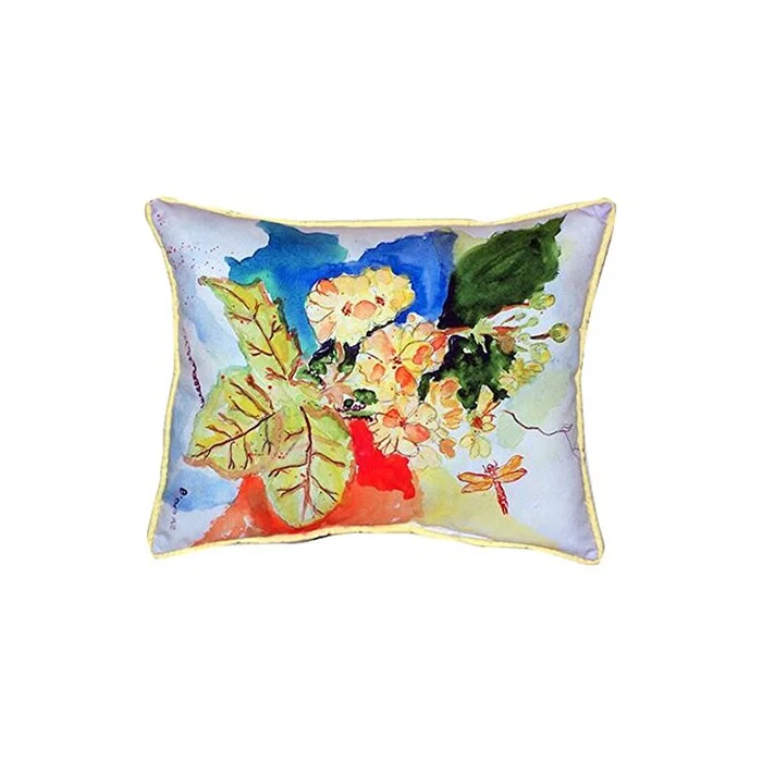 Floral Lumbar Pillow 20×24 Zippered Blue/Purple/Green Polyester Cover & Insert – Betsy Drake Interiors