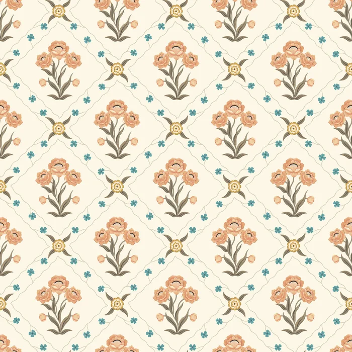 Floral Trellis Wallpaper – Apricot