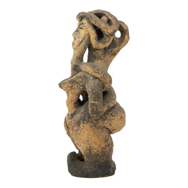 Folk Art Abstract Female Figure Terracotta Statue