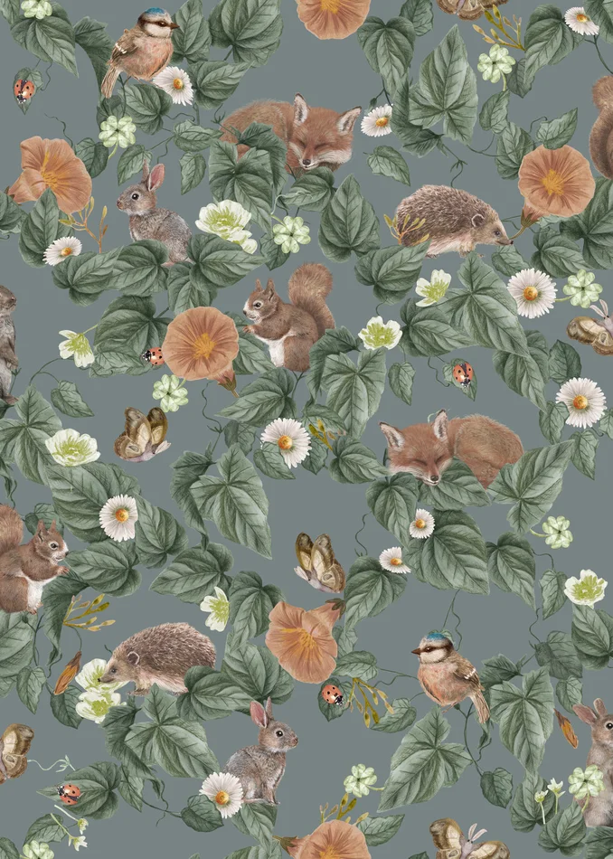 Forest Lullaby Nursery Wallpaper – Teal