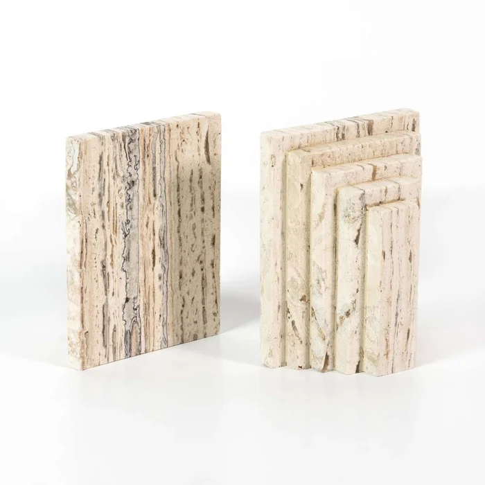 Four Hands – Stepped Bookends – White Travertine – 229703-001
