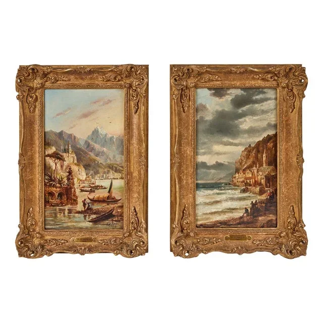Franz Auguste Rezia1880’s, Italian Oil Paintings, 1881 – A Pair