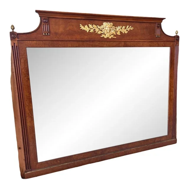 French Empire Style Ormolu Mounted Mahogany Rectangular Mirror Circa 1960