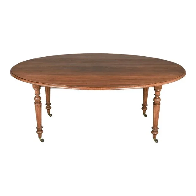 French Louis Philippe Style Drop-Leaf Oval Dining Table