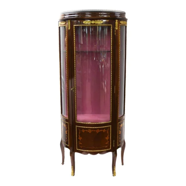 French Louis XV-Style Ormolu Mounted Vitrine Display Cabinet
