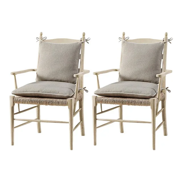 French Style Ladderback Arm Chairs- Set of 2